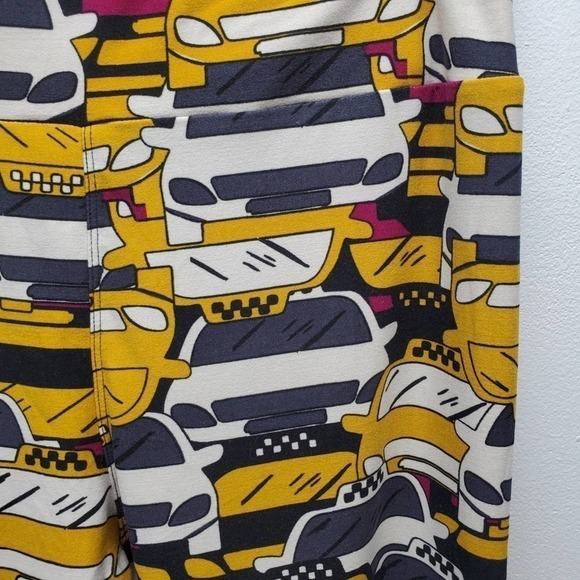 LulaRoe Taxi Cab Print Spandex Leggings Fun Print Casual Women's Size Tall Curvy - Picture 3 of 5